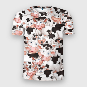 Мужская футболка 3D спортивная с принтом Коровы , 100% полиэстер с улучшенными характеристиками | приталенный силуэт, круглая горловина, широкие плечи, сужается к линии бедра | бык | говядина | корова | паттерн | рога | стадо | теленок | тёлка