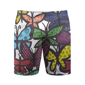Мужские шорты спортивные с принтом Дудл бабочки в Кировске,  |  | doodle | бабочка | бабочки | дудл | узоры