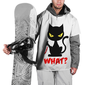 Накидка на куртку 3D с принтом What Cat в Курске, 100% полиэстер |  | cat | cats | halloween | what | кот | котенок | коты | котяра | кошак | кошка | нож | пушистый | хэллоуин | что