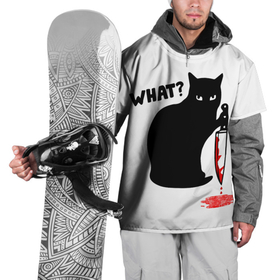 Накидка на куртку 3D с принтом What Cat в Новосибирске, 100% полиэстер |  | Тематика изображения на принте: cat | cats | halloween | what | кот | котенок | коты | котяра | кошак | кошка | нож | пушистый | хэллоуин | что