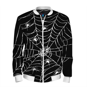 Мужской бомбер 3D с принтом Паутина с пауками в Тюмени, 100% полиэстер | застегивается на молнию, по бокам два кармана без застежек, по низу бомбера и на воротнике - эластичная резинка | black and white | darkness | halloween | horror | night | spider | web | готика | жуки | жуткий | мальчикам | насекомые | нечисть | нити | ночные | ночь | пауки | паутина | подарок | сетка | страшный | темный | тьма | хеллоуин | хоррор