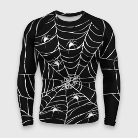 Мужской рашгард 3D с принтом Паутина с пауками в Санкт-Петербурге,  |  | black and white | darkness | halloween | horror | night | spider | web | готика | жуки | жуткий | мальчикам | насекомые | нечисть | нити | ночные | ночь | пауки | паутина | подарок | сетка | страшный | темный | тьма | хеллоуин | хоррор
