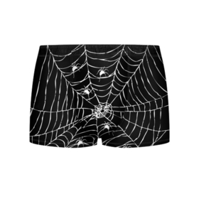 Мужские трусы 3D с принтом Паутина с пауками в Тюмени, 50% хлопок, 50% полиэстер | классическая посадка, на поясе мягкая тканевая резинка | black and white | darkness | halloween | horror | night | spider | web | готика | жуки | жуткий | мальчикам | насекомые | нечисть | нити | ночные | ночь | пауки | паутина | подарок | сетка | страшный | темный | тьма | хеллоуин | хоррор