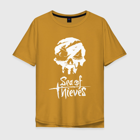 Мужская футболка хлопок Oversize с принтом SEA OF THIEVES в Тюмени, 100% хлопок | свободный крой, круглый ворот, “спинка” длиннее передней части | game. | sea of thieve | sea of thieves | игра про пират | корабли | пираты | сиа оф зивс