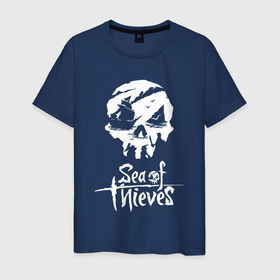 Мужская футболка хлопок с принтом SEA OF THIEVES в Белгороде, 100% хлопок | прямой крой, круглый вырез горловины, длина до линии бедер, слегка спущенное плечо. | game. | sea of thieve | sea of thieves | игра про пират | корабли | пираты | сиа оф зивс