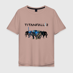 Мужская футболка хлопок Oversize с принтом TITANFALL 2 в Белгороде, 100% хлопок | свободный крой, круглый ворот, “спинка” длиннее передней части | apex legends | game | titanfall | titanfall 2 | апекс легендс. | стрелялки | титанфалл