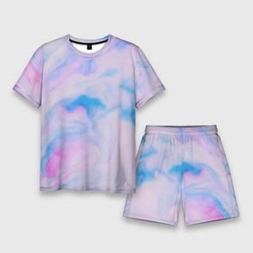 Мужской костюм с шортами 3D с принтом BluePink в Санкт-Петербурге,  |  | gradient | swirl | swirly | абстракция | акварель | без дизайна | волны | голубая | градиент | графика | краски | на каждый день | облака | омбре | разноцветные разводы | рисунок | розовая | розовый | софтовая