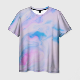 Мужская футболка 3D с принтом BluePink в Белгороде, 100% полиэфир | прямой крой, круглый вырез горловины, длина до линии бедер | gradient | swirl | swirly | абстракция | акварель | без дизайна | волны | голубая | градиент | графика | краски | на каждый день | облака | омбре | разноцветные разводы | рисунок | розовая | розовый | софтовая
