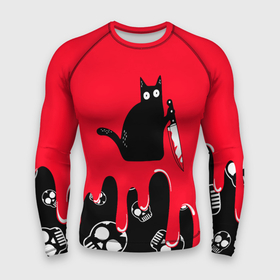 Мужской рашгард 3D с принтом WHAT CAT в Белгороде,  |  | art | black | black cat | cat | dark | dark cat | halloween | what | what cat | what mem | арт | кот | кот арт | кот мем | мем | нож | праздник | прикол | прикольный кот | убица | хэллоуин | чёрный | чёрный кот | что | что мем