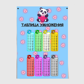 Постер с принтом Пандочка таблица умножения в Новосибирске, 100% бумага
 | бумага, плотность 150 мг. Матовая, но за счет высокого коэффициента гладкости имеет небольшой блеск и дает на свету блики, но в отличии от глянцевой бумаги не покрыта лаком | 
