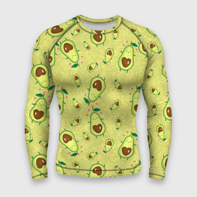Мужской рашгард 3D с принтом Милашка авокадик ,  |  | Тематика изображения на принте: avocado | fruits | heart | vegetables | авокадо | овощи | сердца | сердце | фрукты