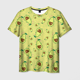 Мужская футболка 3D с принтом Милашка авокадик в Курске, 100% полиэфир | прямой крой, круглый вырез горловины, длина до линии бедер | Тематика изображения на принте: avocado | fruits | heart | vegetables | авокадо | овощи | сердца | сердце | фрукты