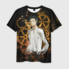 Мужская футболка 3D с принтом Окарин в Екатеринбурге, 100% полиэфир | прямой крой, круглый вырез горловины, длина до линии бедер | steins gate | врата штейна | окабе | окабе ринтаро | окарин | часы