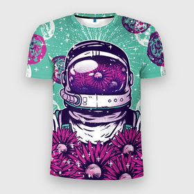 Мужская футболка 3D Slim с принтом Цветочный Астронавт в Екатеринбурге, 100% полиэстер с улучшенными характеристиками | приталенный силуэт, круглая горловина, широкие плечи, сужается к линии бедра | Тематика изображения на принте: astronaut | cosmonaut | daisy | floral | flowers | galaxy | helmet | peace | planet | planets | retro | space | spacesuit | suit | винтаж | галактика | космонавт | космос | мир | планета | планеты | ретро | ромашки | скафандр | цветок | цвет