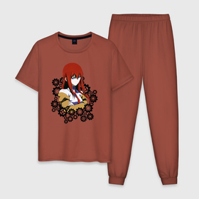 Мужская пижама хлопок с принтом Врата Штейна , 100% хлопок | брюки и футболка прямого кроя, без карманов, на брюках мягкая резинка на поясе и по низу штанин
 | Тематика изображения на принте: anime girl | makise kurisu | steins gate | акихабара | анимешник | гений | девушка | курису макисэ | логотипы аниме | макисе | маюри сиина | мультсериал | мультфильм | наука | ринтаро окабэ | студенты | университет