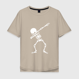 Мужская футболка хлопок Oversize с принтом СКЕЛЕТ DAB в Екатеринбурге, 100% хлопок | свободный крой, круглый ворот, “спинка” длиннее передней части | dab | halloween | skeleton | арт | арт черепа | голова | дэб | кости | мертвец | мертвецы | праздник | праздник мёртвых | скелет | скелет dab | скелет дэб | хэллоуин | череп | черпа
