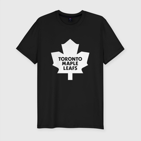 Мужская футболка хлопок Slim с принтом Торонто Мейпл Лифс в Петрозаводске, 92% хлопок, 8% лайкра | приталенный силуэт, круглый вырез ворота, длина до линии бедра, короткий рукав | Тематика изображения на принте: hockey | maple leafs | nhl | toronto | toronto maple leafs | usa | мейпл лифс | нхл | спорт | сша | торонто | торонто мейпл лифс | хоккей | шайба