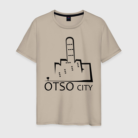 Мужская футболка хлопок с принтом Otso City в Тюмени, 100% хлопок | прямой крой, круглый вырез горловины, длина до линии бедер, слегка спущенное плечо. | city | cursing | filthy language | middle finger | swearing | u | uncensored words | город | мат | маты | отсо | пошел ты | средний палец