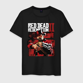 Мужская футболка хлопок с принтом Red Dead Redemption в Санкт-Петербурге, 100% хлопок | прямой крой, круглый вырез горловины, длина до линии бедер, слегка спущенное плечо. | dead | game | red | redemption | revolver | rockstar | боевик | вестерн | деад | дед | дэад | дэд | игра | ковбой | револьвер | ред | редемптион | рокстар | рэд | рэдэмптион