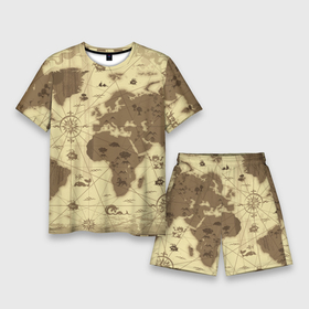 Мужской костюм с шортами 3D с принтом Карта мира в Белгороде,  |  | география | карта | карта мира | корабли | моряки