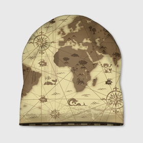 Шапка 3D с принтом Карта мира в Санкт-Петербурге, 100% полиэстер | универсальный размер, печать по всей поверхности изделия | география | карта | карта мира | корабли | моряки
