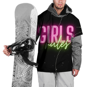 Накидка на куртку 3D с принтом Девичьи правила в Тюмени, 100% полиэстер |  | Тематика изображения на принте: гламур | девочки | девушки | женщина | мотивация | правило | розовый | цитата | чёрный