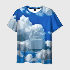 Мужская футболка 3D с принтом Полигональные Облака в Санкт-Петербурге, 100% полиэфир | прямой крой, круглый вырез горловины, длина до линии бедер | abstract | nature | polygonal | абстракция | геометрические фигуры | геометрия | небо | облака | полигональные облака | полигональный | полигоны | природа