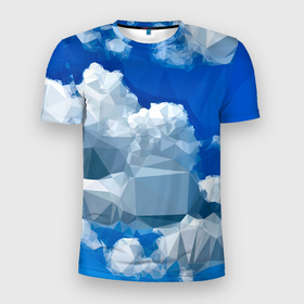 Мужская футболка 3D Slim с принтом Полигональные Облака в Тюмени, 100% полиэстер с улучшенными характеристиками | приталенный силуэт, круглая горловина, широкие плечи, сужается к линии бедра | abstract | nature | polygonal | абстракция | геометрические фигуры | геометрия | небо | облака | полигональные облака | полигональный | полигоны | природа