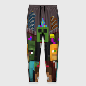 Мужские брюки 3D с принтом MINECRAFT в Санкт-Петербурге, 100% полиэстер | манжеты по низу, эластичный пояс регулируется шнурком, по бокам два кармана без застежек, внутренняя часть кармана из мелкой сетки | color | game | heroes | minecraft | герой | игра | цвет