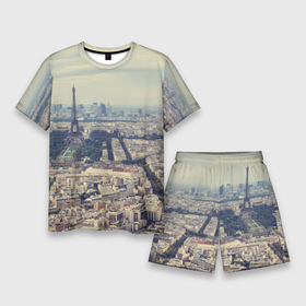 Мужской костюм с шортами 3D с принтом Париж в Екатеринбурге,  |  | город | париж | улицы города | франция | эйфелевая башня