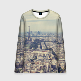 Мужской лонгслив 3D с принтом Париж , 100% полиэстер | длинные рукава, круглый вырез горловины, полуприлегающий силуэт | Тематика изображения на принте: город | париж | улицы города | франция | эйфелевая башня