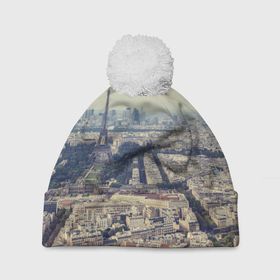 Шапка 3D c помпоном с принтом Париж в Тюмени, 100% полиэстер | универсальный размер, печать по всей поверхности изделия | город | париж | улицы города | франция | эйфелевая башня