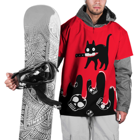 Накидка на куртку 3D с принтом WHAT CAT в Новосибирске, 100% полиэстер |  | Тематика изображения на принте: art | black | black cat | cat | dark | dark cat | halloween | what | what cat | what mem | арт | кот | кот арт | кот мем | мем | нож | праздник | прикол | прикольный кот | убица | хэллоуин | чёрный | чёрный кот | что | что мем