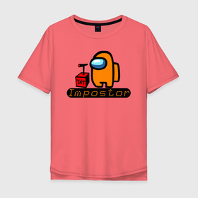 Мужская футболка хлопок Oversize с принтом Among us в Тюмени, 100% хлопок | свободный крой, круглый ворот, “спинка” длиннее передней части | among | among us | android | game | impostor | innersloth | ios | андроид | игра | самозванец | среди нас
