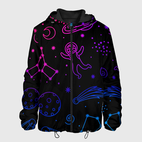 Мужская куртка 3D с принтом Космический рисунок в Белгороде, ткань верха — 100% полиэстер, подклад — флис | прямой крой, подол и капюшон оформлены резинкой с фиксаторами, два кармана без застежек по бокам, один большой потайной карман на груди. Карман на груди застегивается на липучку | astronaut | space | stars | звезды | комета | космический рисунок | космонавт | космонавтика | космос | лена | планеты | созвездия | спутник