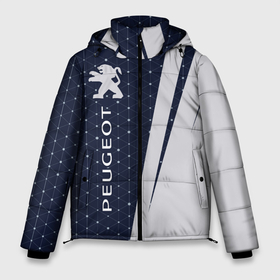 Мужская зимняя куртка 3D с принтом PEUGEOT Пежо в Петрозаводске, верх — 100% полиэстер; подкладка — 100% полиэстер; утеплитель — 100% полиэстер | длина ниже бедра, свободный силуэт Оверсайз. Есть воротник-стойка, отстегивающийся капюшон и ветрозащитная планка. 

Боковые карманы с листочкой на кнопках и внутренний карман на молнии. | Тематика изображения на принте: auto | logo | moto | peugeot | symbol | авто | автомобиль | гонки | знак | лого | логотип | логотипы | марка | машина | мото | пежо | символ | символы