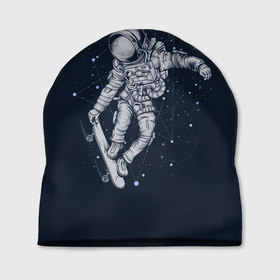 Шапка 3D с принтом Космонавт на скейте , 100% полиэстер | универсальный размер, печать по всей поверхности изделия | арт | астронавт | звезда | звёзды | космический отдых | космонавт | космос | ночь | отдых | рисунок | скафандр | скейт | трюки на скейте