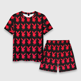 Мужской костюм с шортами 3D с принтом playboy в Рязани,  |  | black | love | playboy | rabbit | red | красный | кролик. | любовь | плейбой | черный