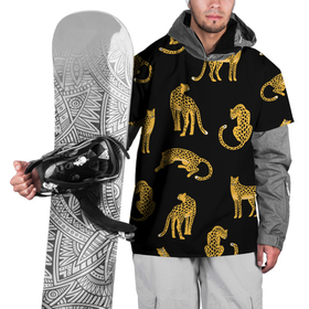 Накидка на куртку 3D с принтом Леопарды в Петрозаводске, 100% полиэстер |  | leopard | дикие звери | животные | звери | коты | кошки | леопарды | хищники | черный