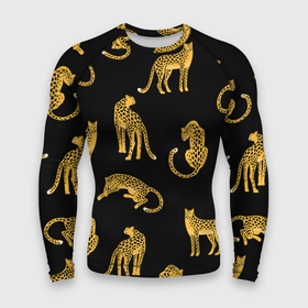 Мужской рашгард 3D с принтом Леопарды ,  |  | leopard | дикие звери | животные | звери | коты | кошки | леопарды | хищники | черный