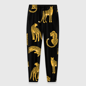 Мужские брюки 3D с принтом Леопарды , 100% полиэстер | манжеты по низу, эластичный пояс регулируется шнурком, по бокам два кармана без застежек, внутренняя часть кармана из мелкой сетки | leopard | дикие звери | животные | звери | коты | кошки | леопарды | хищники | черный