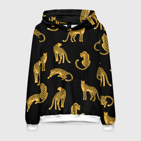 Мужская толстовка 3D с принтом Леопарды в Екатеринбурге, 100% полиэстер | двухслойный капюшон со шнурком для регулировки, мягкие манжеты на рукавах и по низу толстовки, спереди карман-кенгуру с мягким внутренним слоем. | leopard | дикие звери | животные | звери | коты | кошки | леопарды | хищники | черный