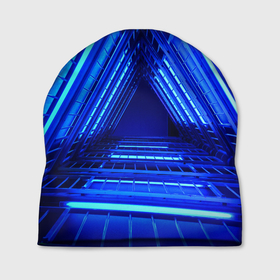 Шапка 3D с принтом Неоновый тоннель в Санкт-Петербурге, 100% полиэстер | универсальный размер, печать по всей поверхности изделия | неон | неоновый тоннель | тоннель | треугольник | треугольный коридор | фантастический тоннель