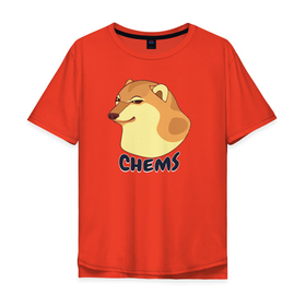 Мужская футболка хлопок Oversize с принтом Чимс в Тюмени, 100% хлопок | свободный крой, круглый ворот, “спинка” длиннее передней части | chemps | chems | doge | dogo | дог | доге | доке и чимс | чимс | чимс доге