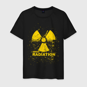 Мужская футболка хлопок с принтом радиация знак , 100% хлопок | прямой крой, круглый вырез горловины, длина до линии бедер, слегка спущенное плечо. | опасность | радиация | символ | советский | чернобыль