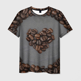 Мужская футболка 3D с принтом Люблю кофе в Белгороде, 100% полиэфир | прямой крой, круглый вырез горловины, длина до линии бедер | бариста | зерна | кофе | любитель кофе