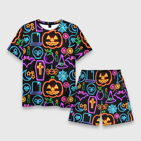 Мужской костюм с шортами 3D с принтом Halloween ,  |  | 31 октября | halloween | halowen | ведьма | день всех святых | джек | костюм | кровь | лого | монстр | надпись | праздник | приведение | призрак | светильник | символ | страшная | тыква | ужасы | хеллоуин | хеллуин