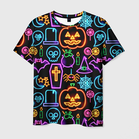 Мужская футболка 3D с принтом Halloween в Новосибирске, 100% полиэфир | прямой крой, круглый вырез горловины, длина до линии бедер | 31 октября | halloween | halowen | ведьма | день всех святых | джек | костюм | кровь | лого | монстр | надпись | праздник | приведение | призрак | светильник | символ | страшная | тыква | ужасы | хеллоуин | хеллуин