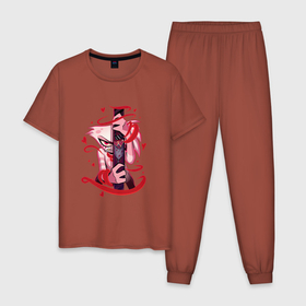Мужская пижама хлопок с принтом ADDICT в Екатеринбурге, 100% хлопок | брюки и футболка прямого кроя, без карманов, на брюках мягкая резинка на поясе и по низу штанин
 | addict | валентин | энджил | энджил и валентин