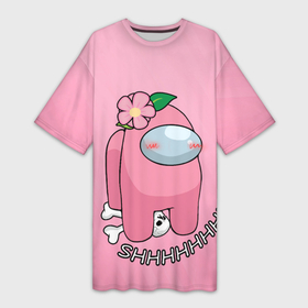 Платье-футболка 3D с принтом Among Us | SHHHHHHH в Кировске,  |  | among us | astronaut | innersloth | spaceman | амонг ас | астронавт | космонавт | кости | среди нас | цветы